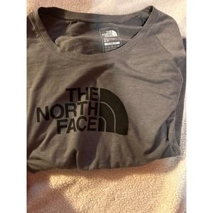 The North Face Shirt Womens S Petite Gray long Sleeve Crew Neck Logo Graphic